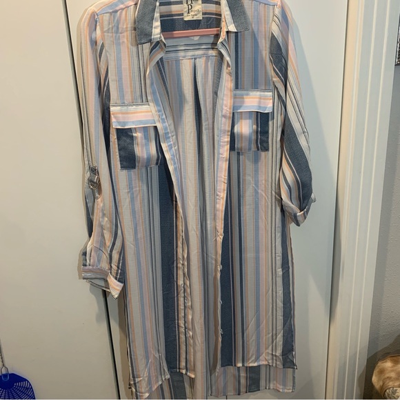 Haute project blouse long sleeve stripe size medium  used as kimono - Picture 1 of 9